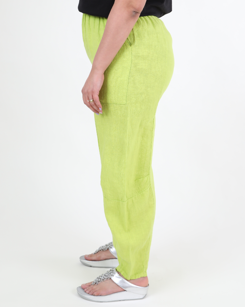 Loose-fitting linen pants Light Green - Marie la Lune