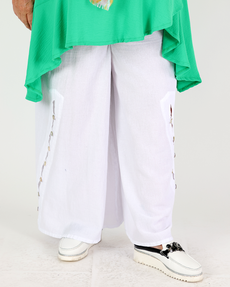 Dallas White Palazzo Pants - Oh my Gauze!