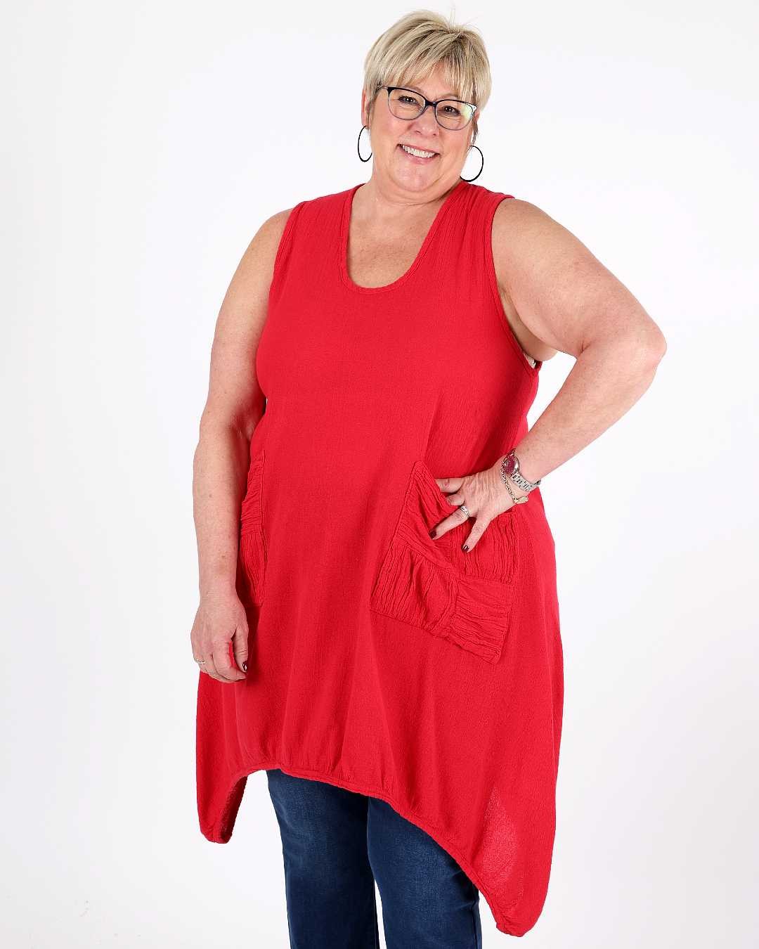 Brad Tunic Red - Oh my Gauze!