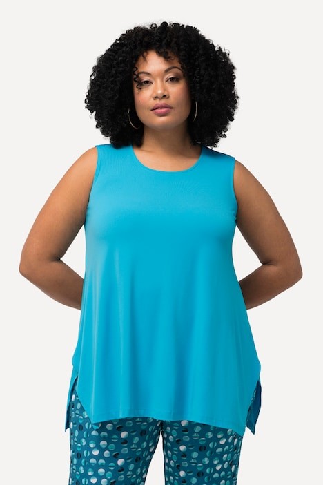 Ocean blue jersey A-line round neck sleeveless camisole