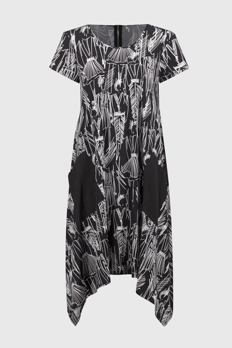 Silky Knit Conversational Print Cocoon Dress - Joseph Ribkoff