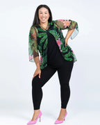 Tropical Fern Criss Cross Overlay - Black LABB