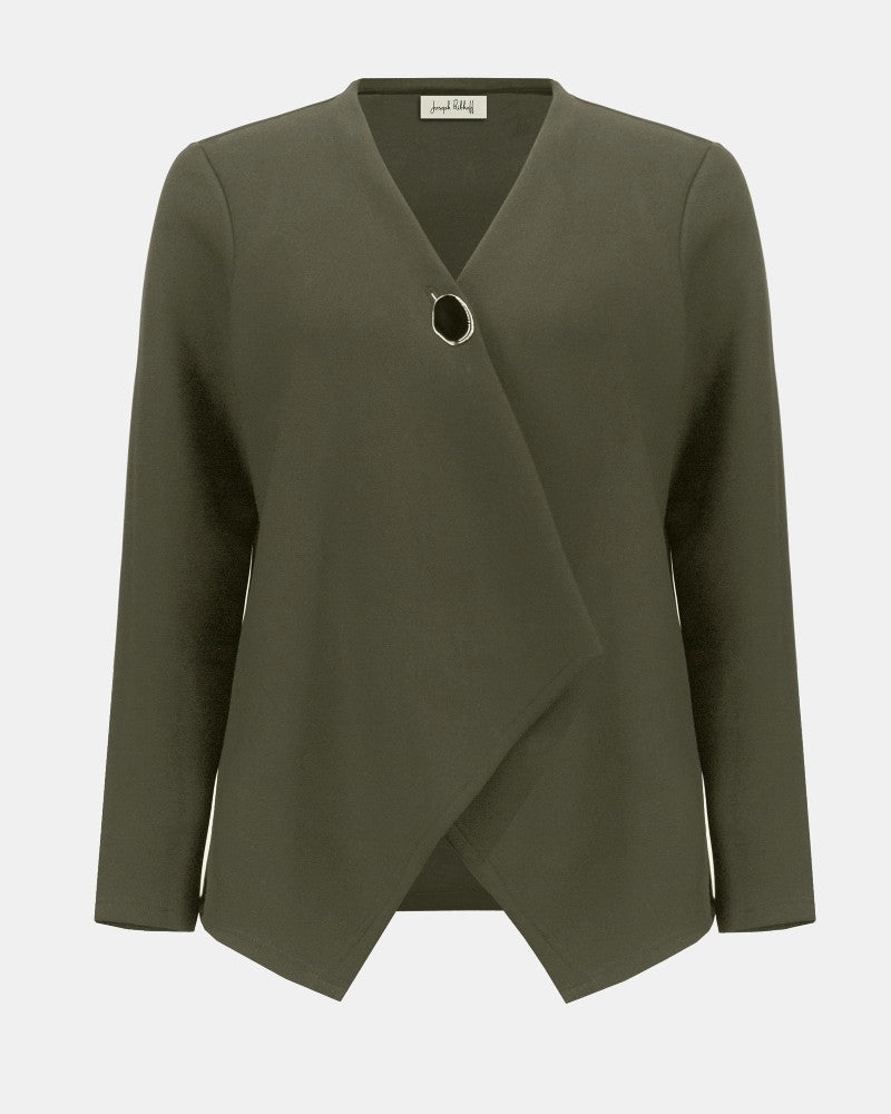 Scuba Jersey Trapeze Jacket Khaki - Joseph Ribkoff