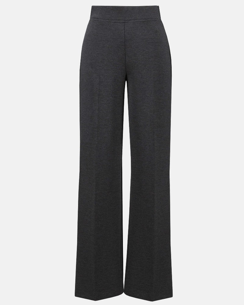 Joseph Ribkoff Grey Scuba Jersey Pull-On Wide Leg Pants