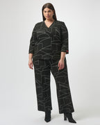 Jacquard Knit Abstract Print Wide-Leg Pants - Joseph Ribkoff