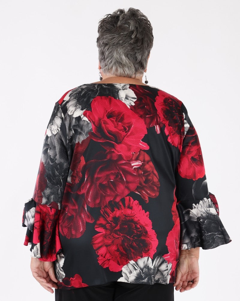 Recycled Satin Floral Print Straight Top - Joseph Ribkoff