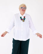Stretch Poplin Button-Front Boxy Blouse - Joseph Ribkoff