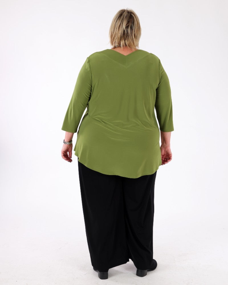 Silky Knit Flared Top Artichoke - Joseph Ribkoff