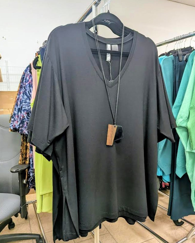 Black V-Neck Jersey Tunic - Joseph Ribkoff