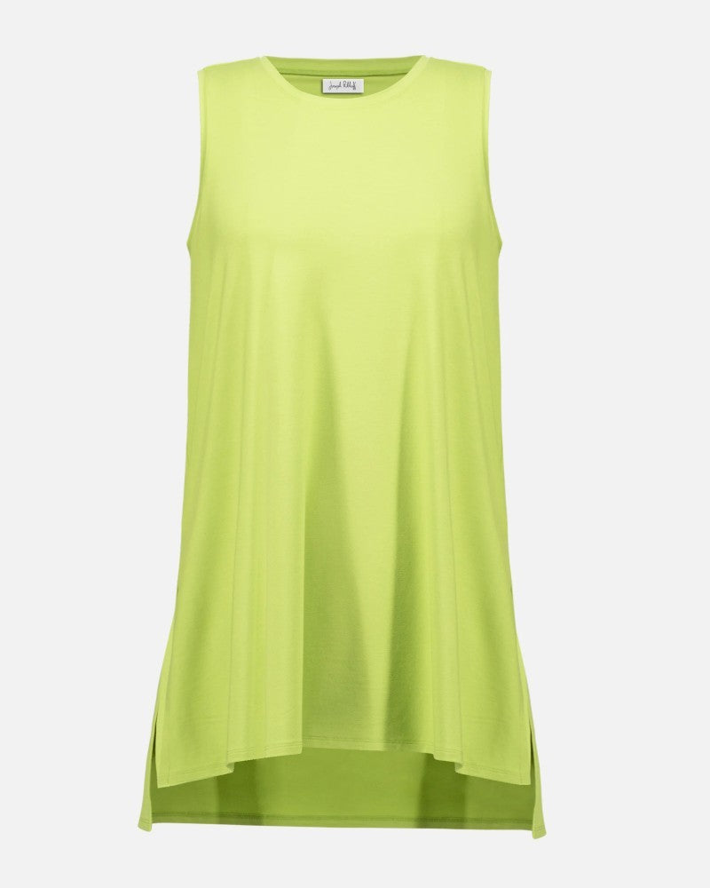 Sleeveless straight jersey tunic with rounded neckline in melon green - Joseph Ribkoff