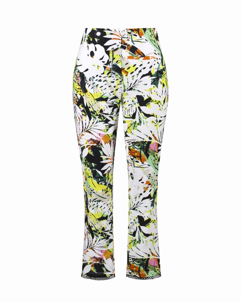 Joseph Ribkoff Tropical Print Millennium Pull-On Pant with Mesh Detail
