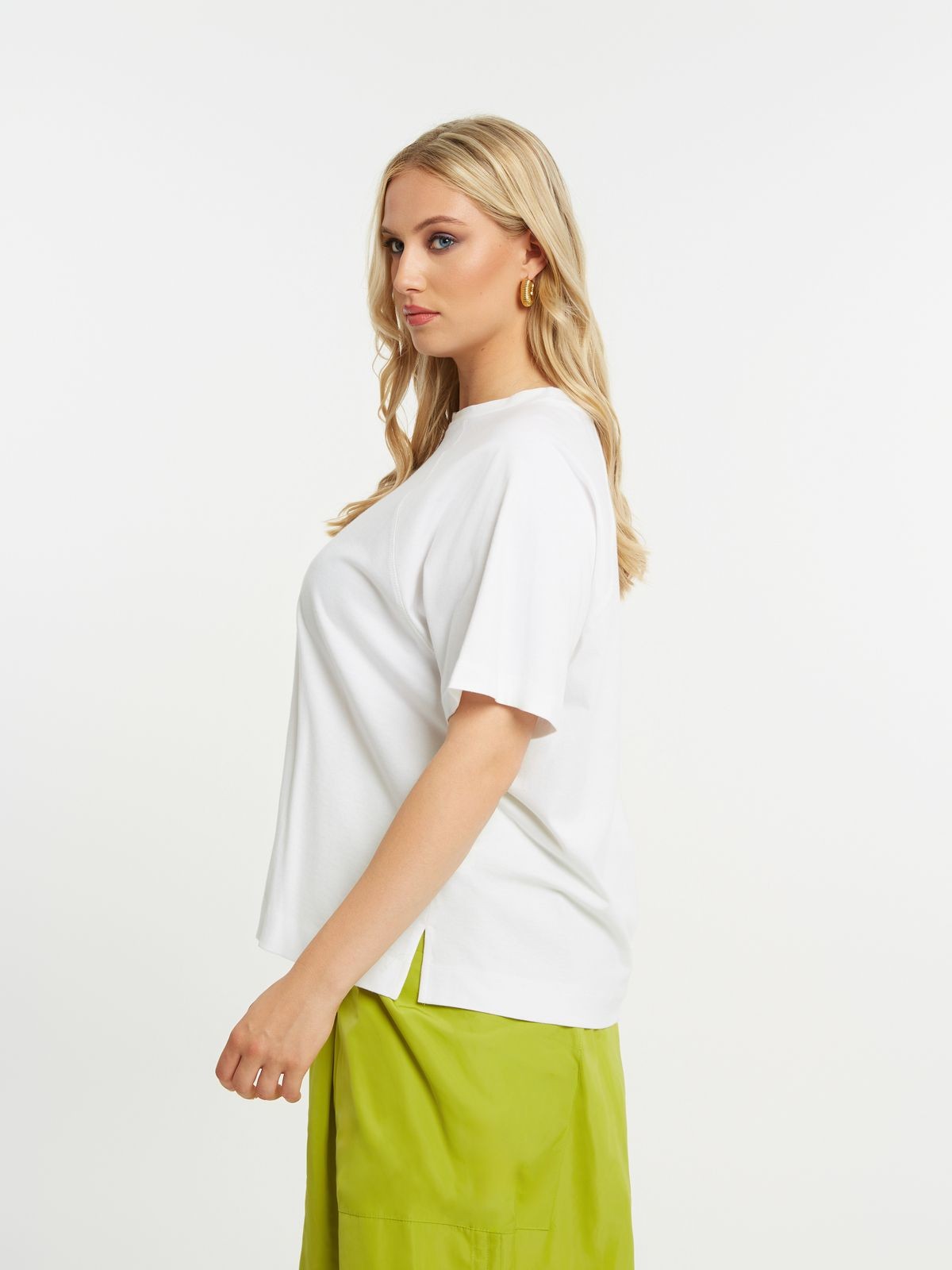 Cotton white t-shirt with raglan sleeves - Mat