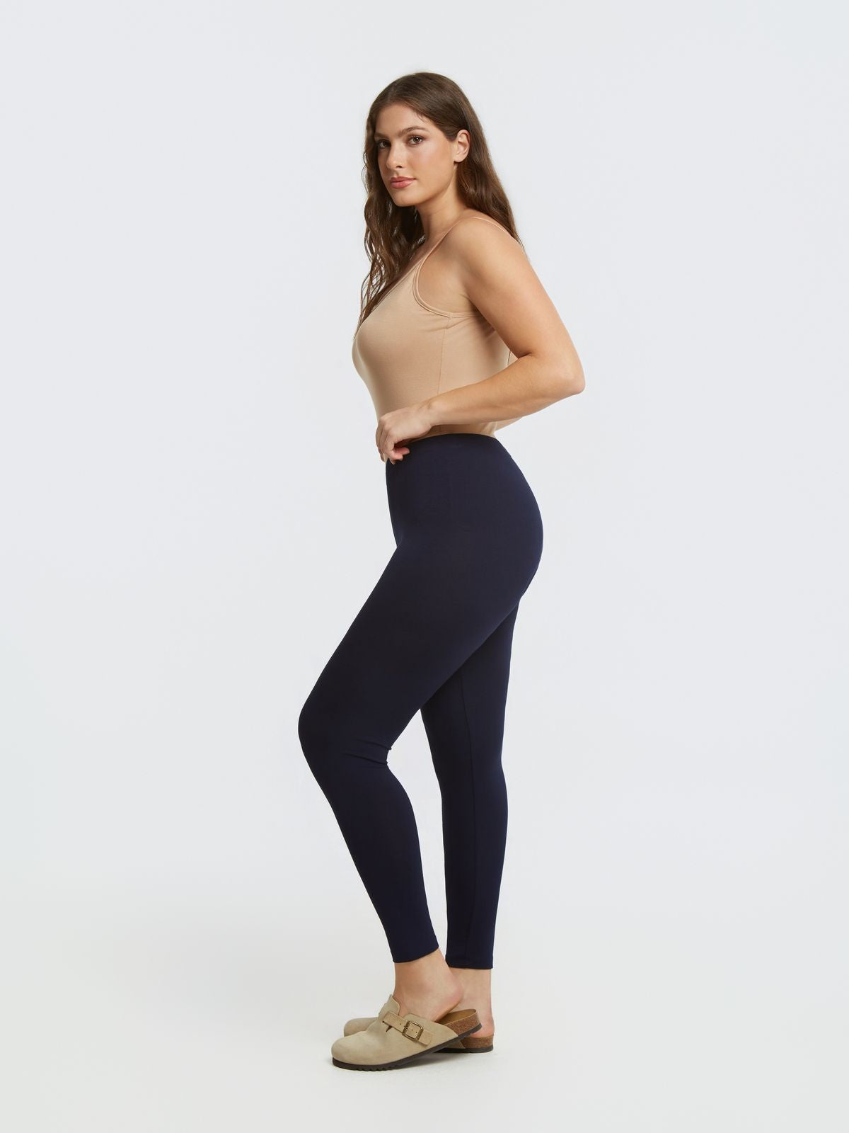 Navy Blue Basic Viscose Leggings - Matt