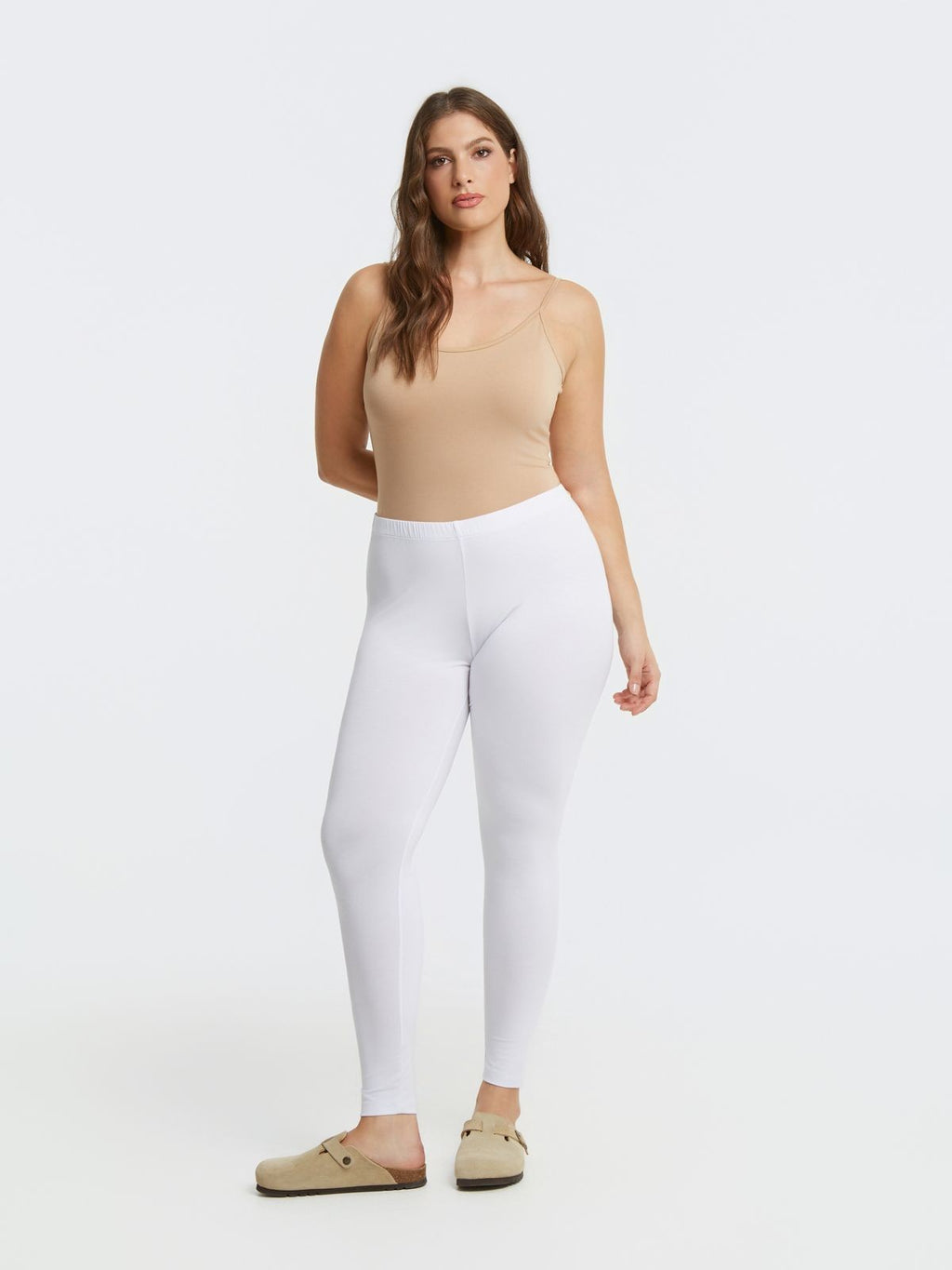 White Basic viscose leggings - Matte