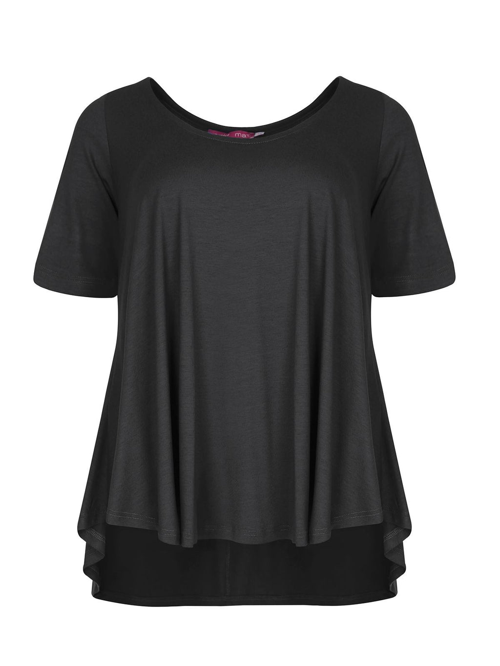 Basic curve hem black top - Matt