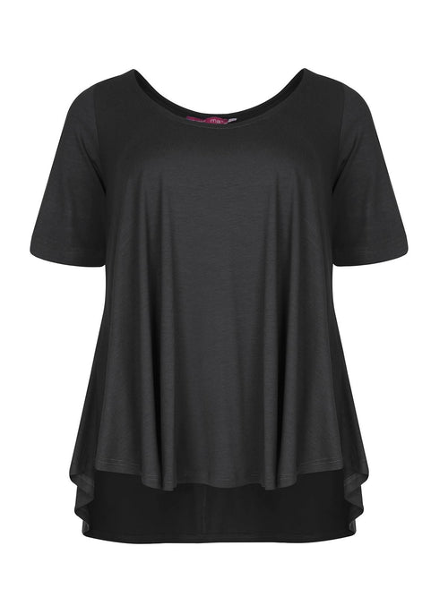 Basic curve hem black top - Matt