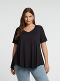 Basic curve hem black top - Matt