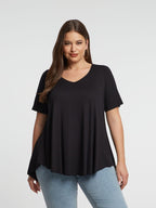Basic curve hem black top - Matt