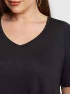 Basic curve hem black top - Matt