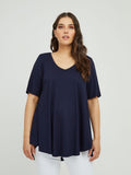 Basic curve hem navy top - Matt