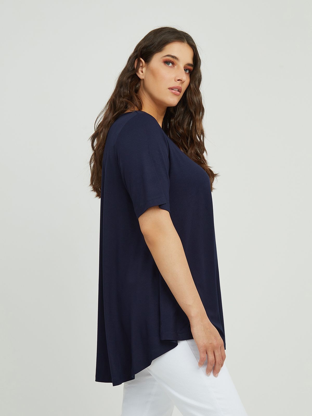 Basic curve hem navi top - Mat