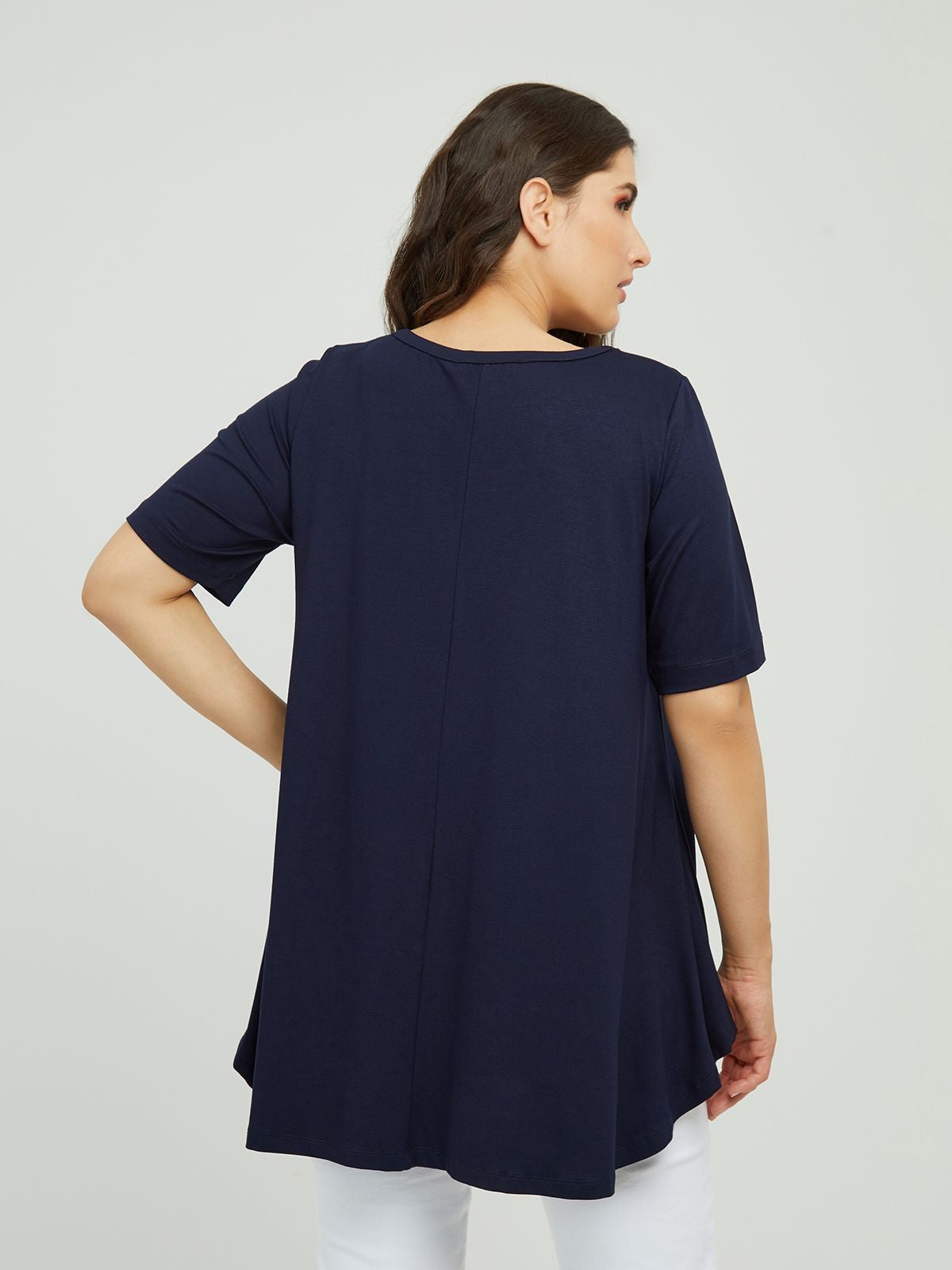 Basic curve hem navi top - Mat