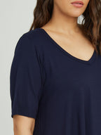 Basic curve hem navy top - Matt