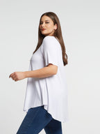 Basic curve hem white top - Matte