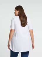 Basic curve hem white top - Matte