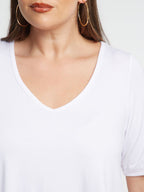 Basic curve hem white top - Matte