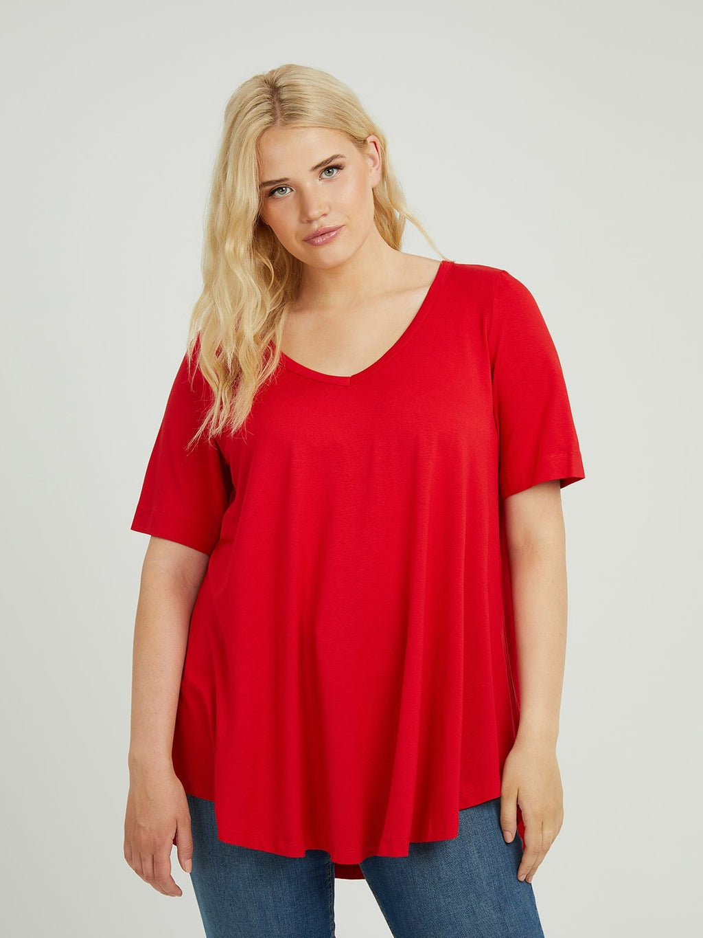 Basic curve hem red top - Matt