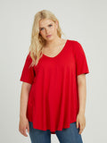 Basic curve hem red top - Matt