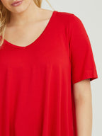 Basic curve hem red top - Matt