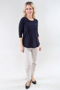 Navy 3/4 Sleeve Top – Michael Tyler