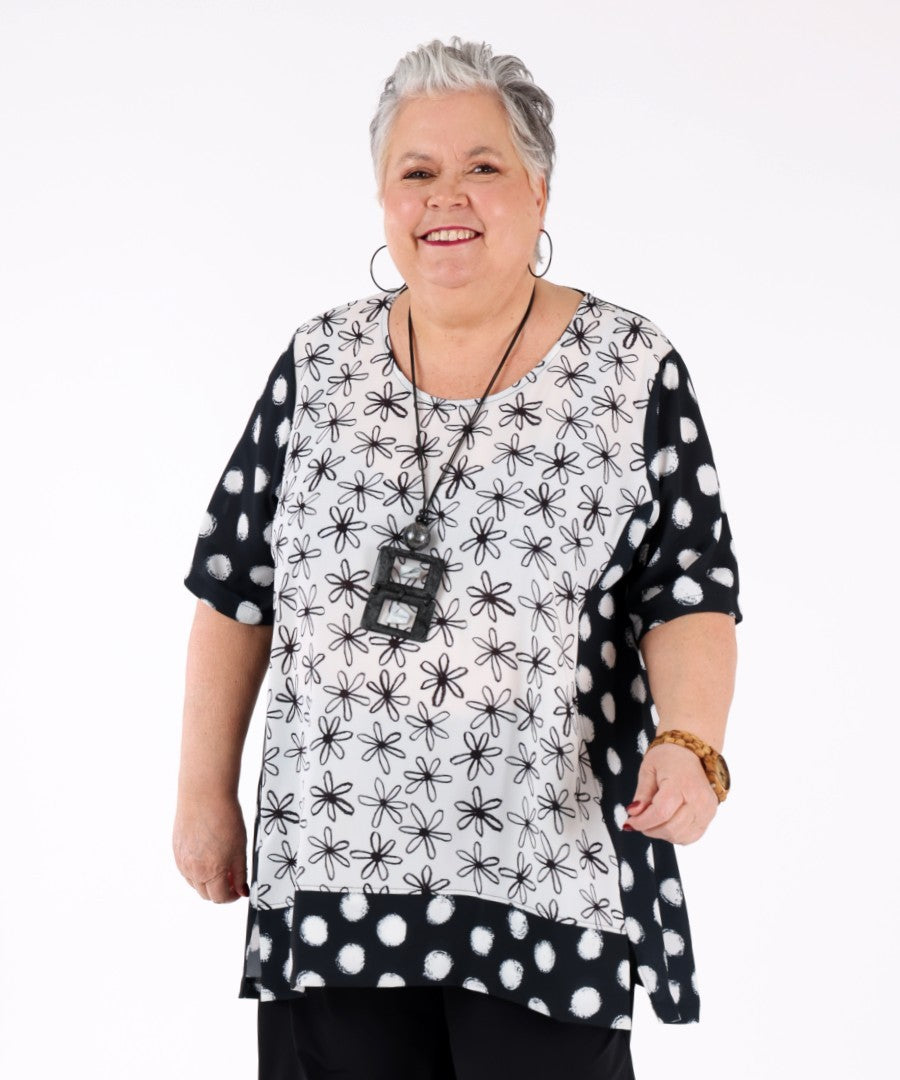 Daisy and Polka Dot Print Tunic - G!Ozé