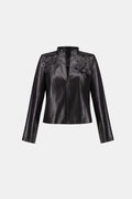 Suede jacket embellished with metallic leaves - Joseph Ribkoff