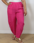 Loose-fitting fuchsia linen pants - Marie la Lune
