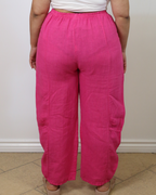 Loose-fitting fuchsia linen pants - Marie la Lune