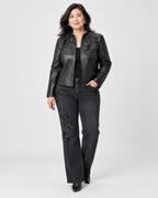 Suede jacket embellished with metallic leaves - Joseph Ribkoff