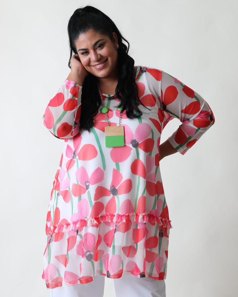 Floral Mesh Tunic - G!oze