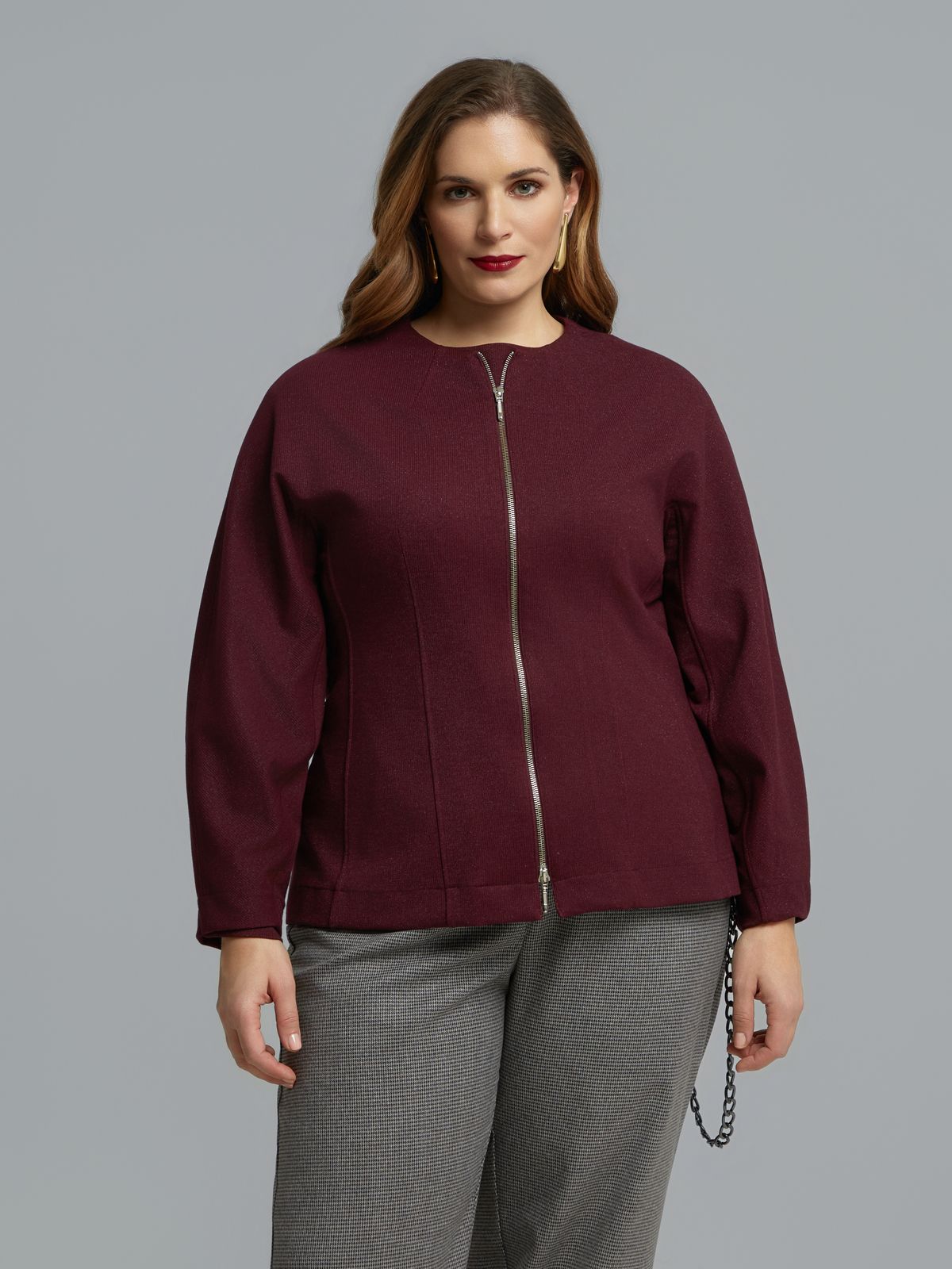 Veste Bordeaux à fermeture éclair Athéna – MAT