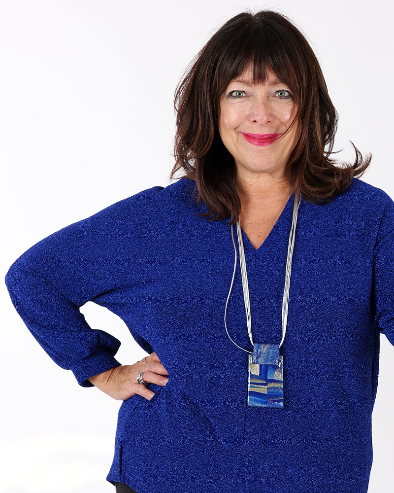 Shimmering royal blue V-neck top - Matte