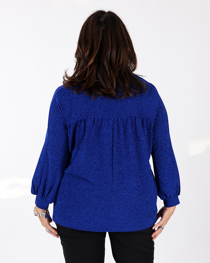 Shimmering royal blue V-neck top - Matte