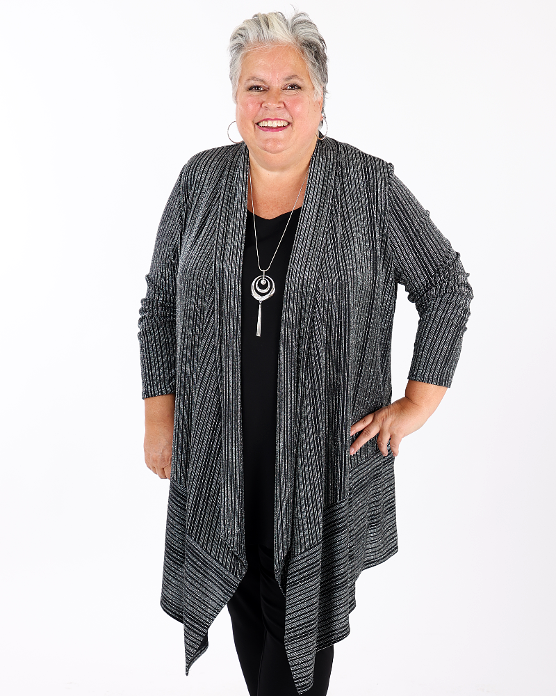 Metallic Open Front Cardigan - Joseph Ribkoff