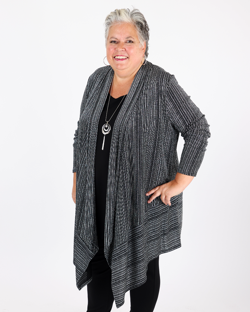 Metallic Open Front Cardigan - Joseph Ribkoff