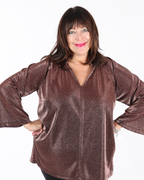 Shimmering bronze V-neck top - Matte