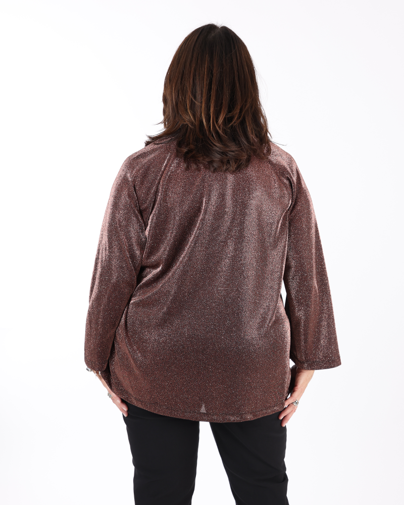 Shimmering bronze V-neck top - Matte