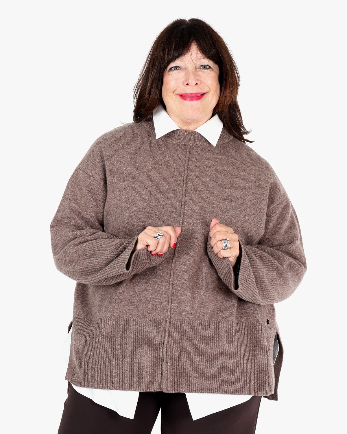 Chandail boxy en laine à col rond - Joseph Ribkoff