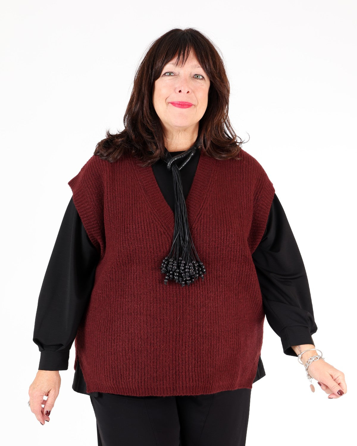 Débardeur en tricot Bordeaux à col V – MAT