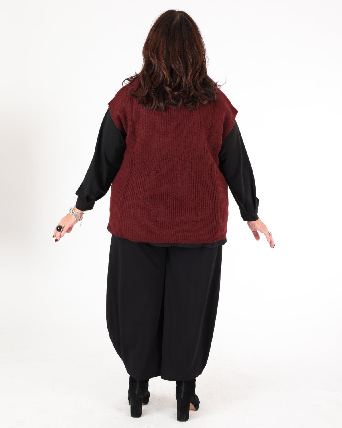 Débardeur en tricot Bordeaux à col V – MAT